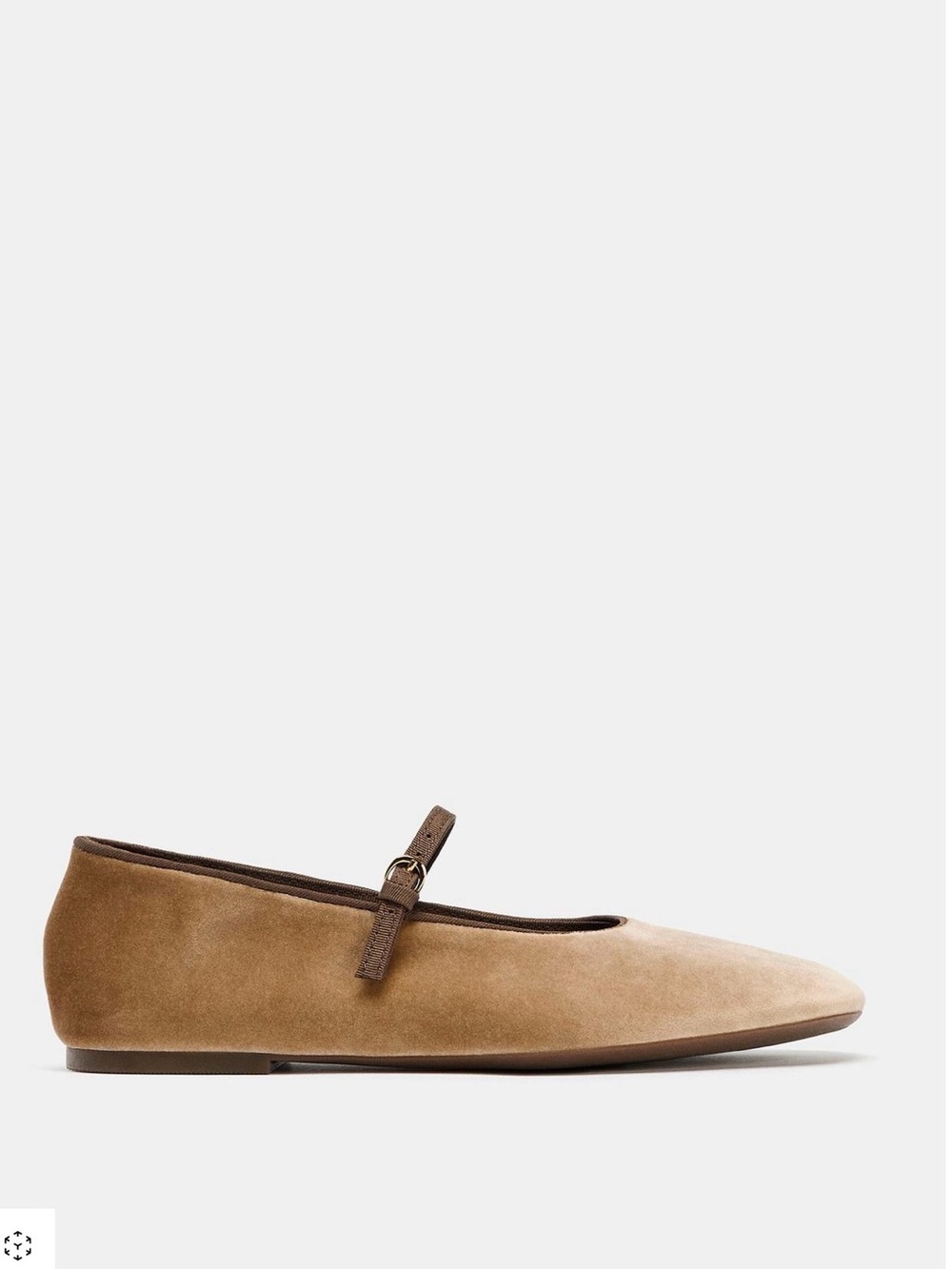 Zara Suede Mary Jane Flat in Brown with Strap
